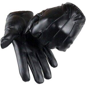 Long Keeper Men Leather Touchscreen Gloves Winter Driving Warm Wrist Gloves
